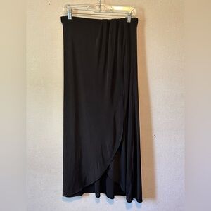 Free People | Black Asymmetrical Wrap Midi Skirt | Size Medium